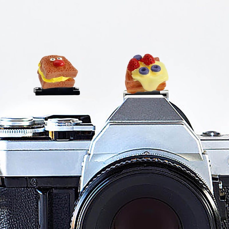 MENGSOOD Camera Hot Shoe Cover, Cute Hot Shoe Cap, Hot Shoe Protector Compatible with Sony Fujifilm Fuji Canon Nikon Pentax Leical Panasonic (2pcs Butter Bread) - Image 1